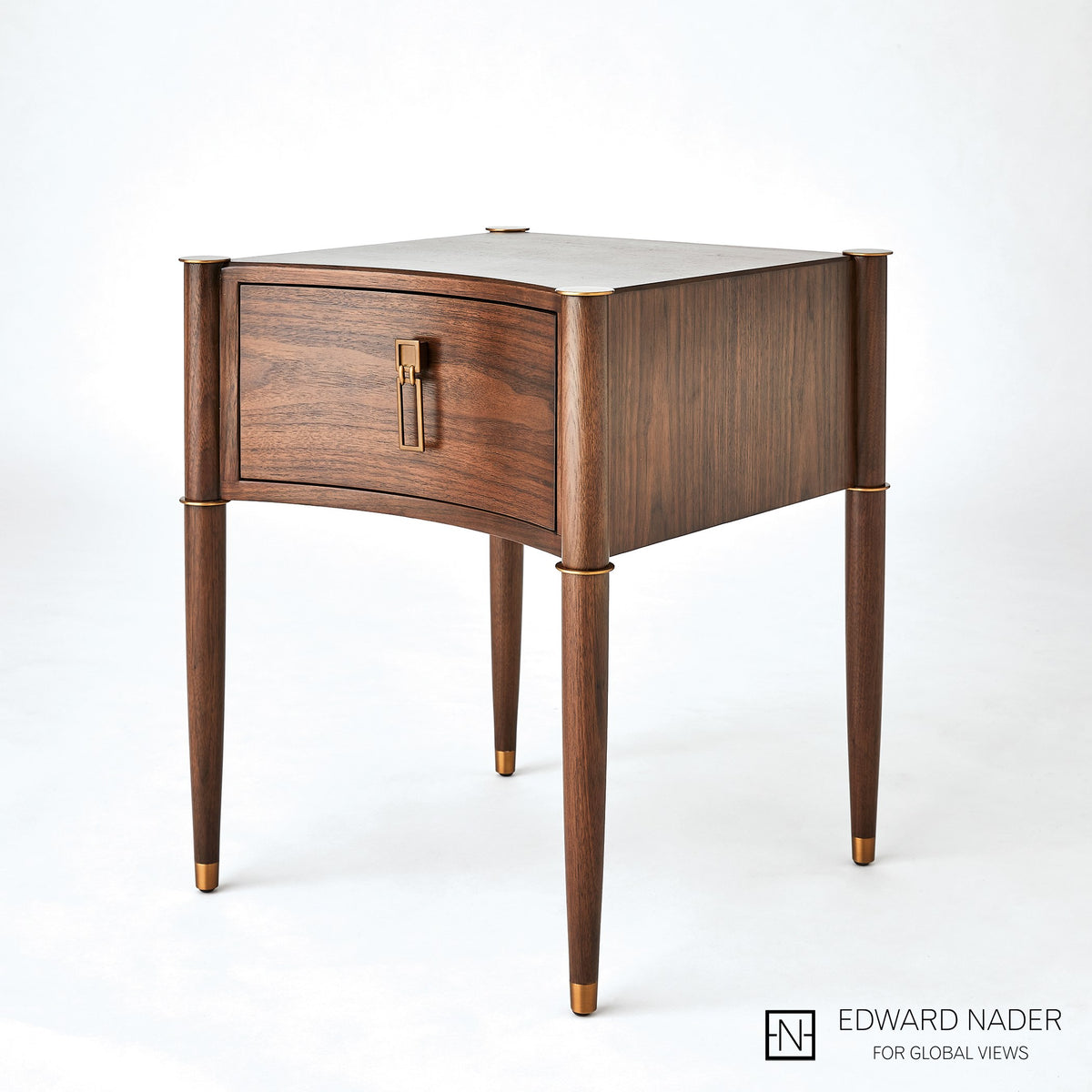 Global Views Triple Curve Side Table Walnut