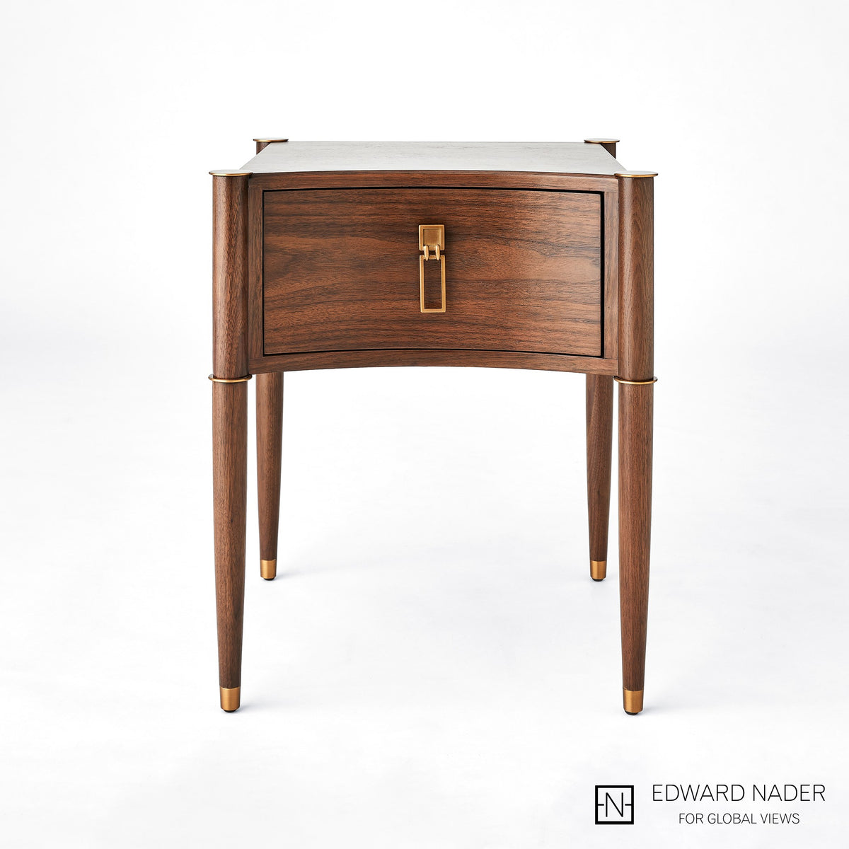 Global Views Triple Curve Side Table Walnut