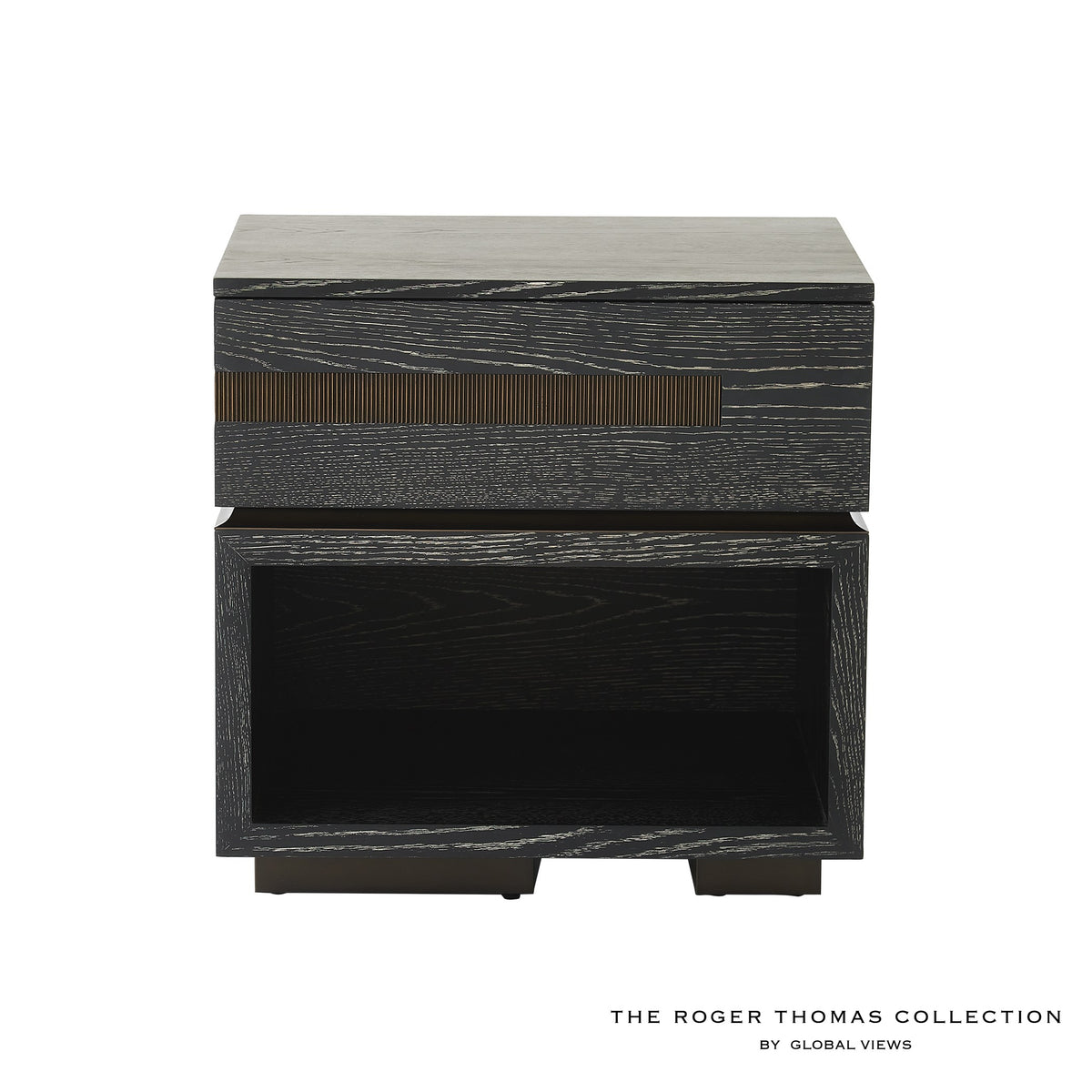 Global Views Brazil Bedside Chest-Left-Black Cerused Oak