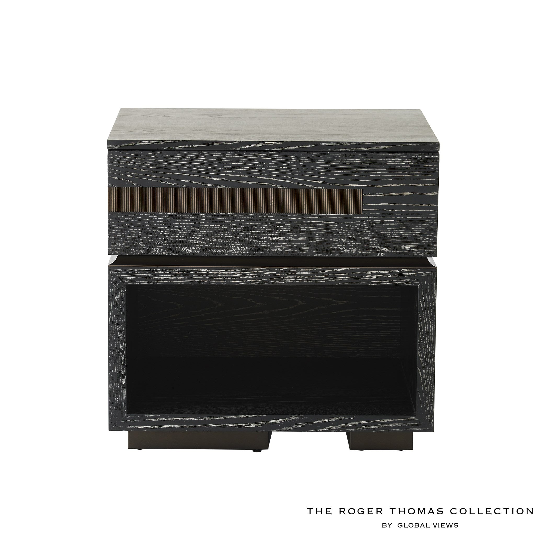 Global Views Brazil Bedside Chest-Left-Black Cerused Oak