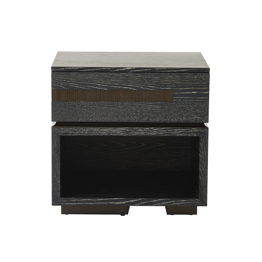Global Views Brazil Bedside Chest-Left-Black Cerused Oak