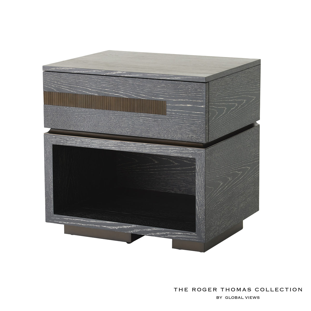 Global Views Brazil Bedside Chest-Left-Black Cerused Oak