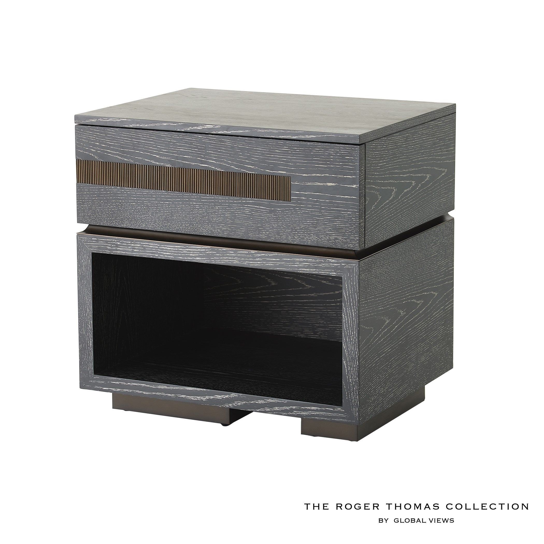 Global Views Brazil Bedside Chest-Left-Black Cerused Oak