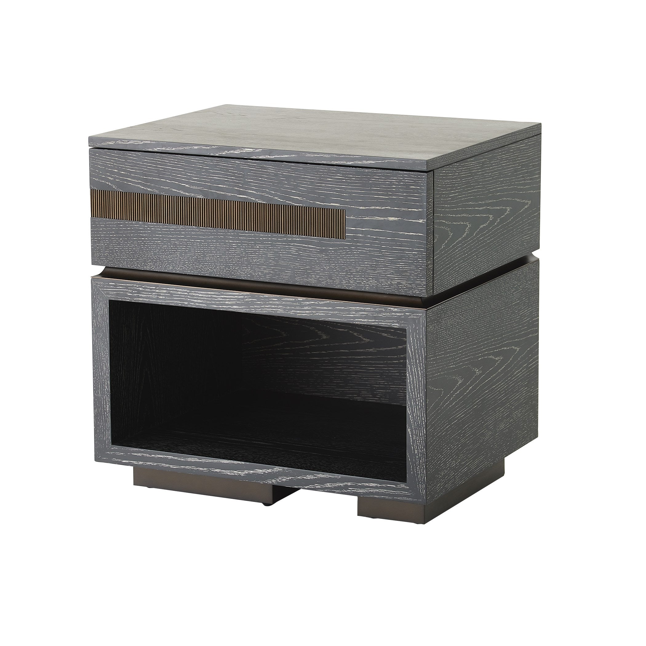 Global Views Brazil Bedside Chest-Left-Black Cerused Oak