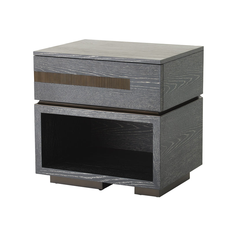 Global Views Brazil Bedside Chest-Left-Black Cerused Oak
