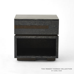 Global Views Brazil Bedside Chest-Left-Black Cerused Oak