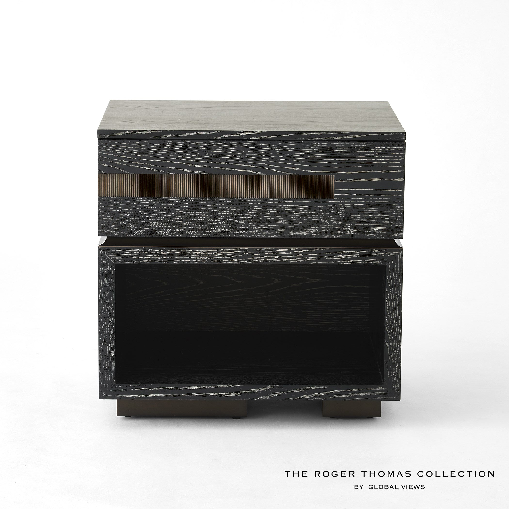 Global Views Brazil Bedside Chest-Left-Black Cerused Oak