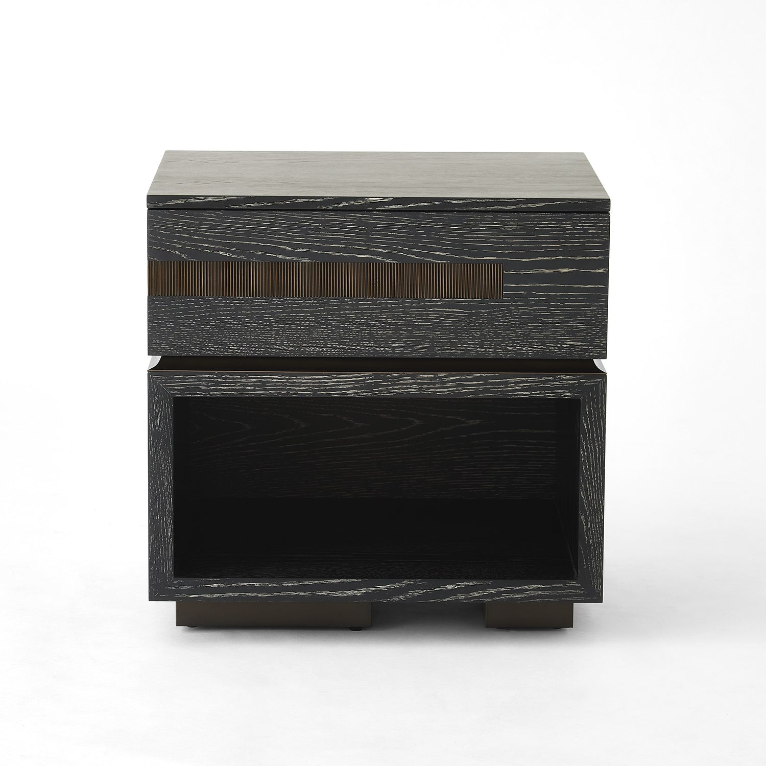 Global Views Brazil Bedside Chest-Left-Black Cerused Oak