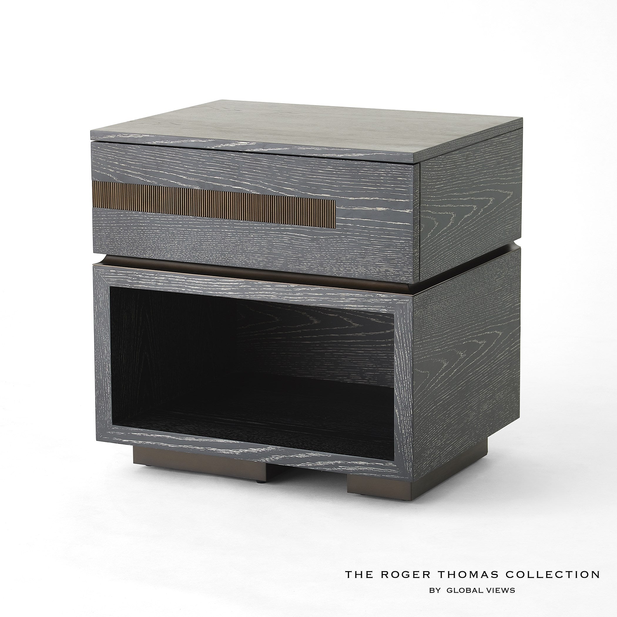 Global Views Brazil Bedside Chest-Left-Black Cerused Oak