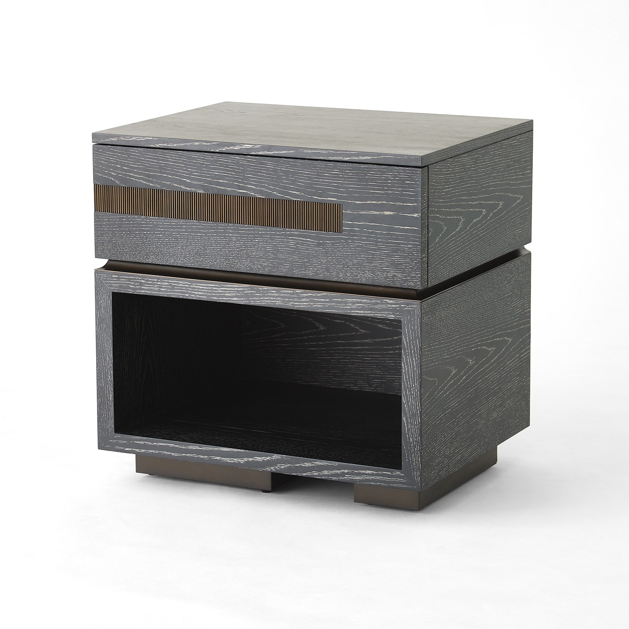 Global Views Brazil Bedside Chest-Left-Black Cerused Oak