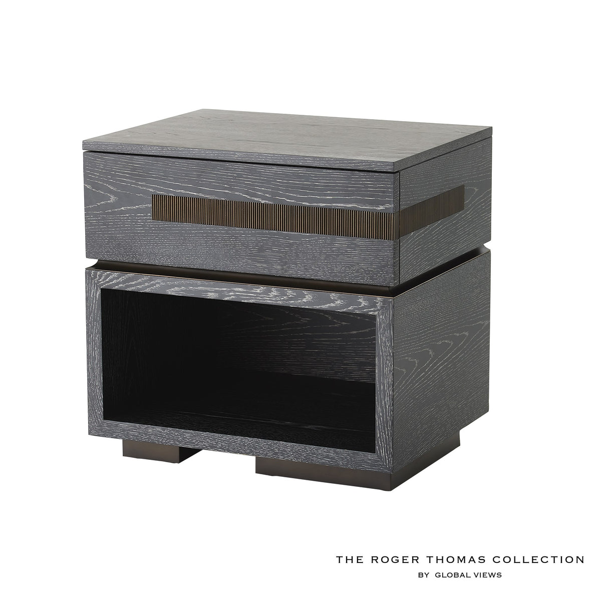 Global Views Brazil Bedside Chest-Right-Black Cerused Oak