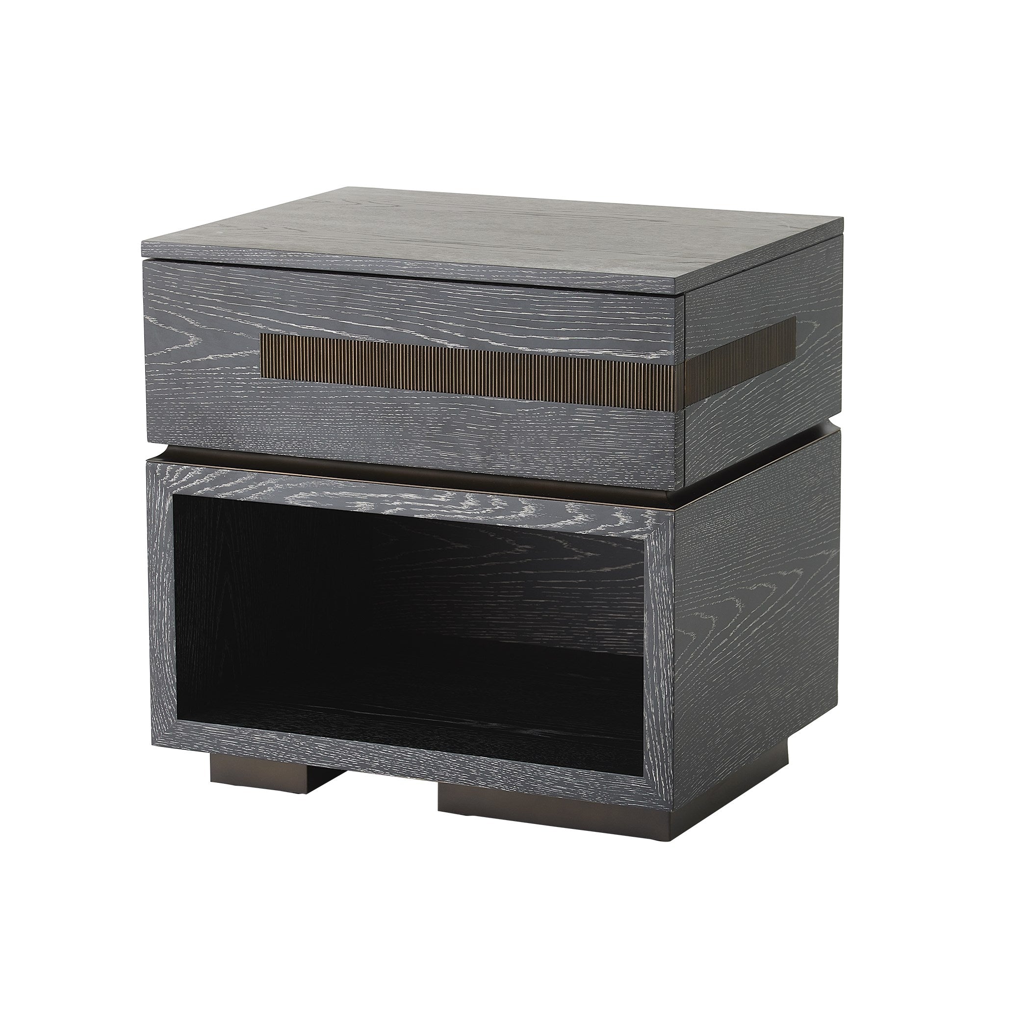 Global Views Brazil Bedside Chest-Right-Black Cerused Oak