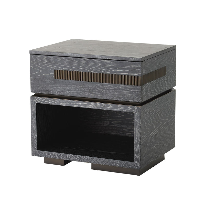 Global Views Brazil Bedside Chest-Right-Black Cerused Oak