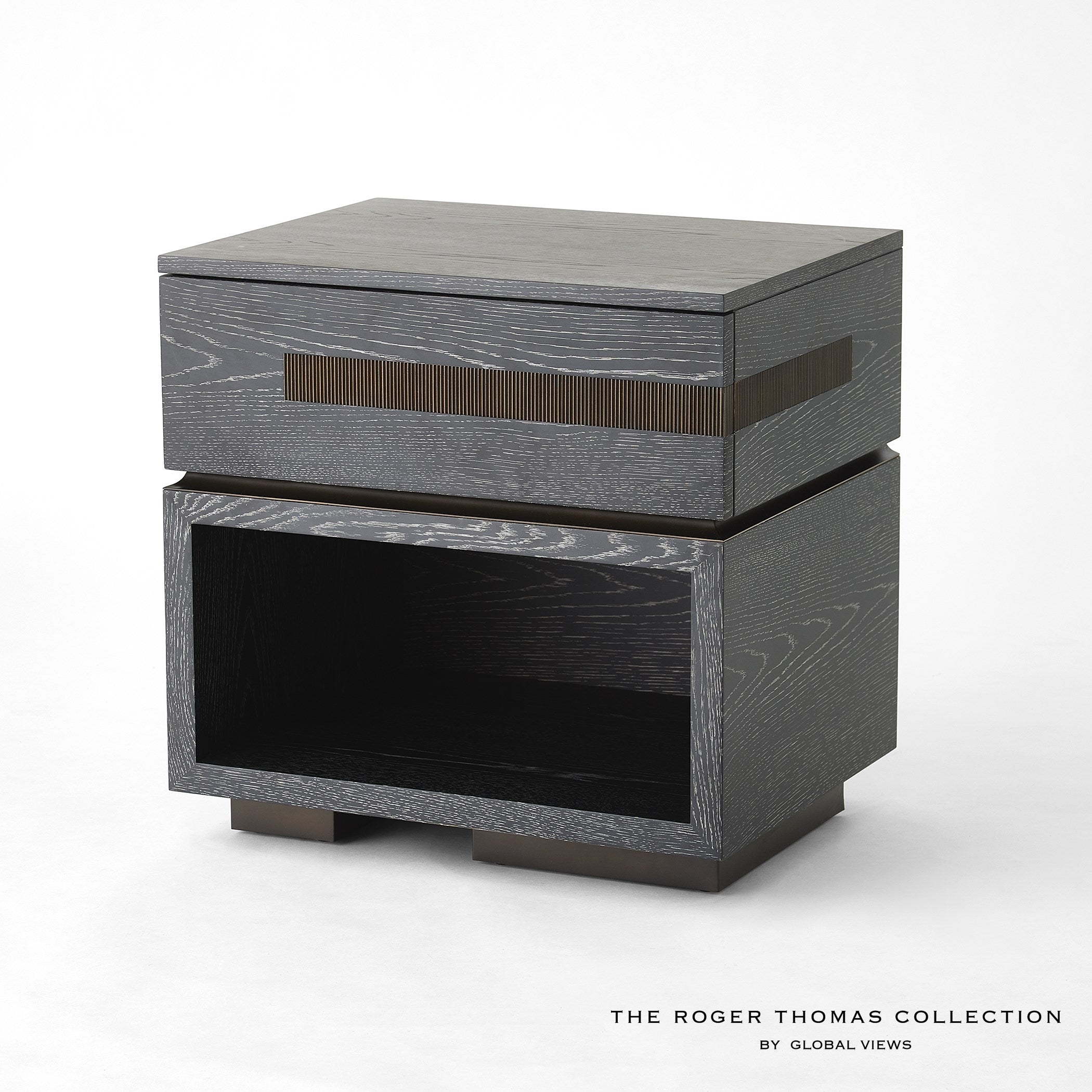 Global Views Brazil Bedside Chest-Right-Black Cerused Oak