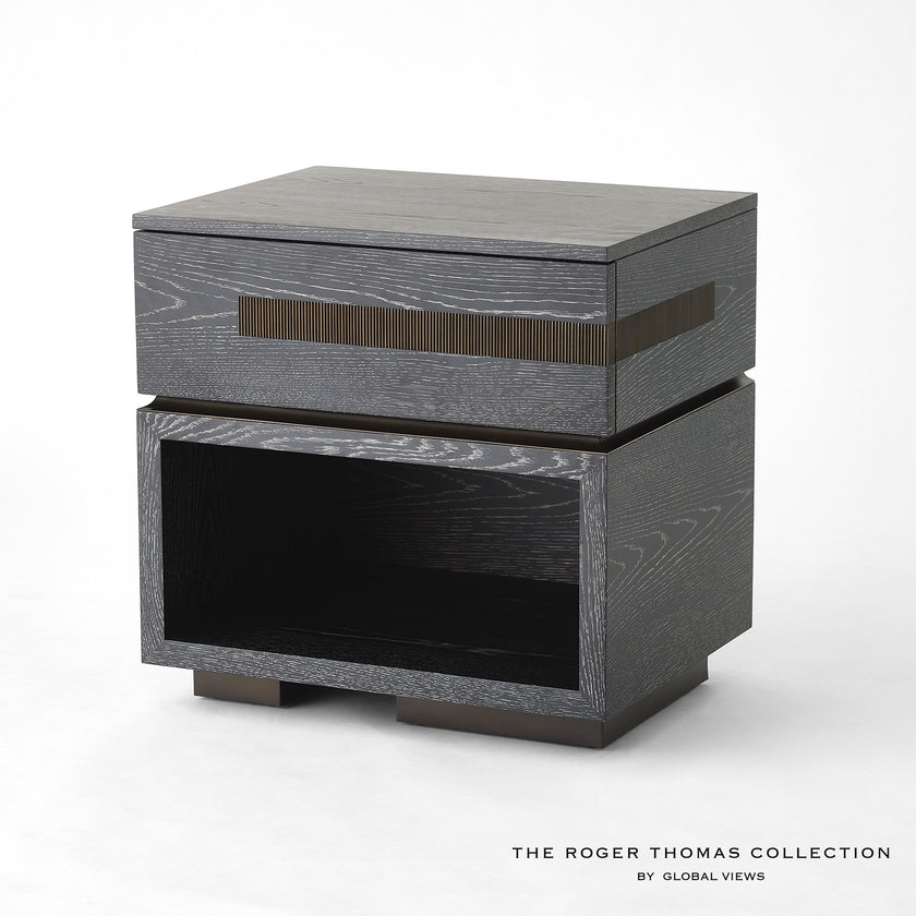 Global Views Brazil Bedside Chest-Right-Black Cerused Oak