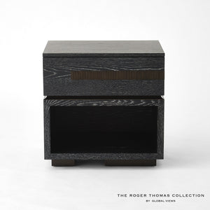 Global Views Brazil Bedside Chest-Right-Black Cerused Oak
