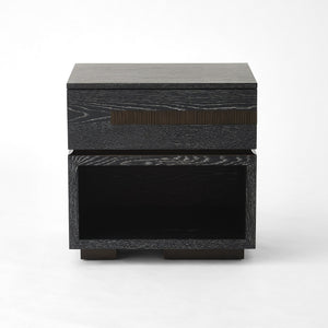 Global Views Brazil Bedside Chest-Right-Black Cerused Oak