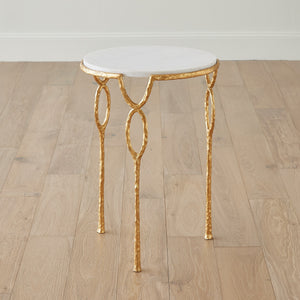 Global Views Chiseled Loop Table Gold Leaf