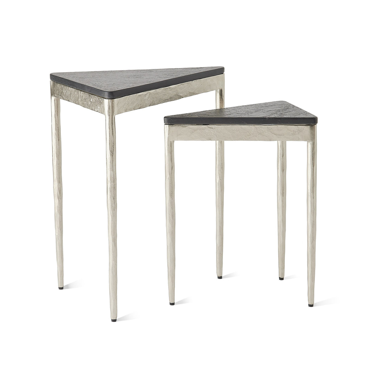 Global Views S/2 Triangular Nesting Tables Nickel