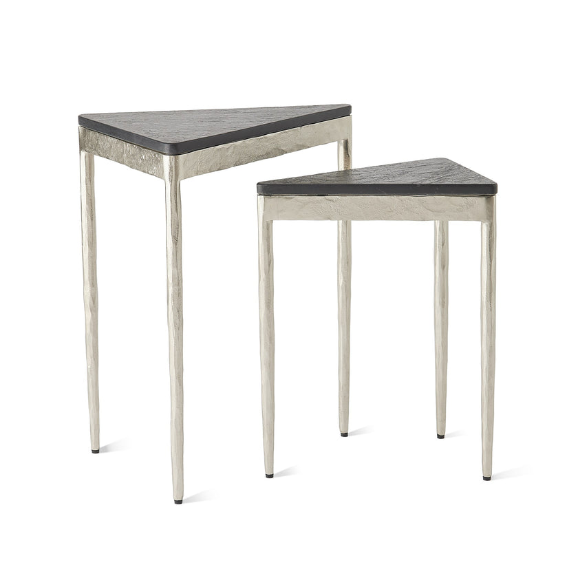 Global Views S/2 Triangular Nesting Tables Nickel
