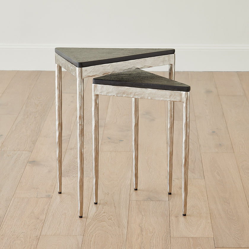 Global Views S/2 Triangular Nesting Tables Nickel