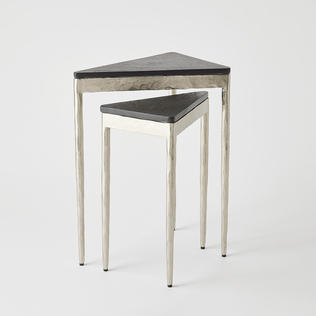 Global Views S/2 Triangular Nesting Tables Nickel