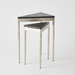 Global Views S/2 Triangular Nesting Tables Nickel