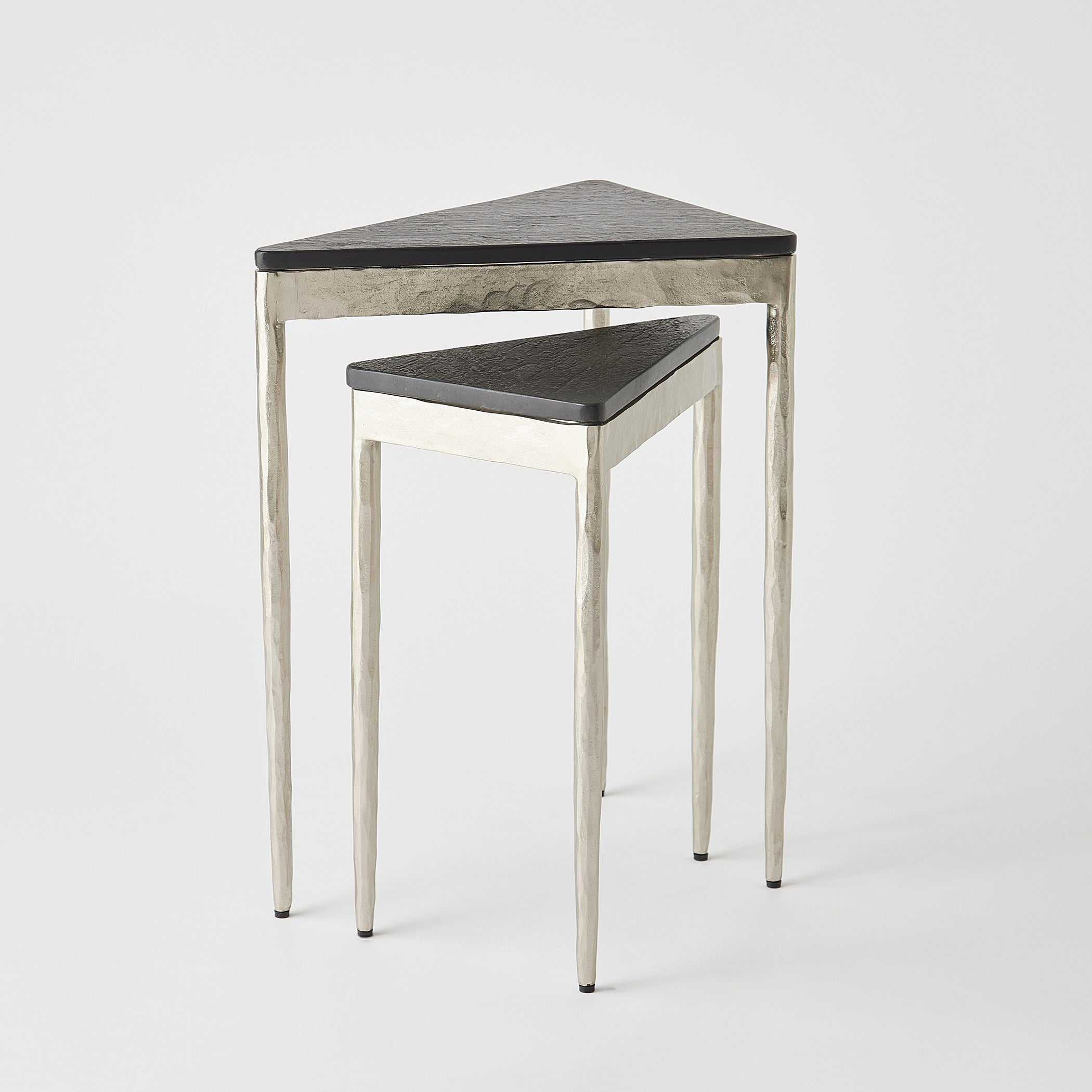 Global Views S/2 Triangular Nesting Tables Nickel
