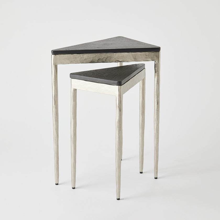 Global Views S/2 Triangular Nesting Tables Nickel