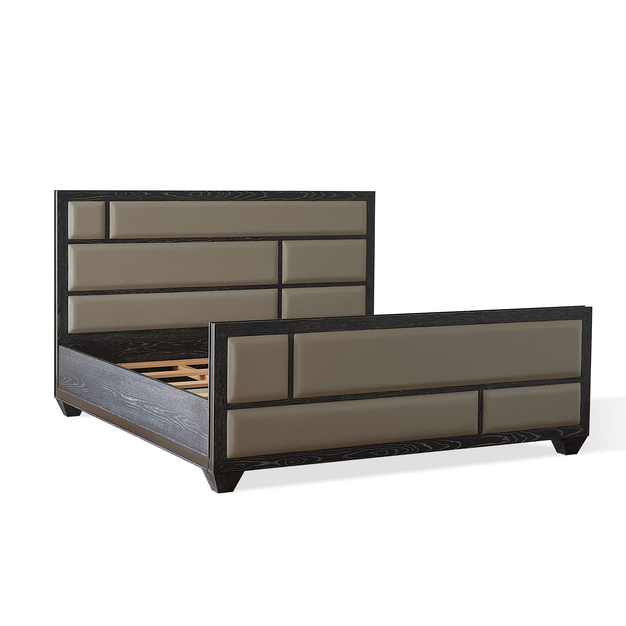 Global Views Brazil Queen Bed-Black Cerused Oak