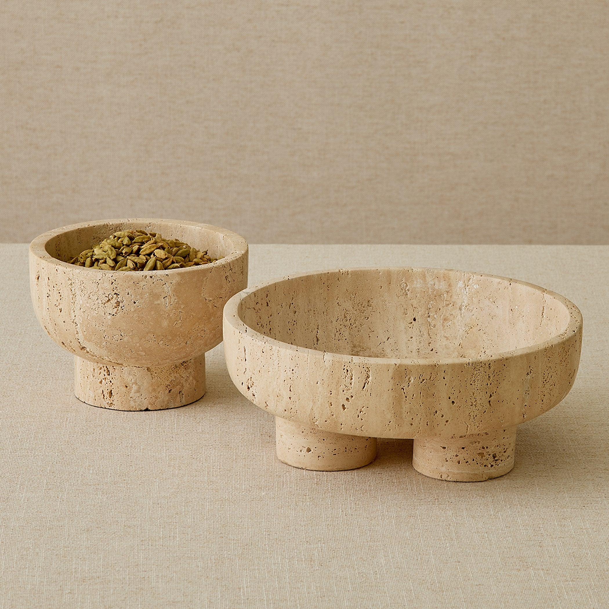Global Views Priory Bowl Travertine