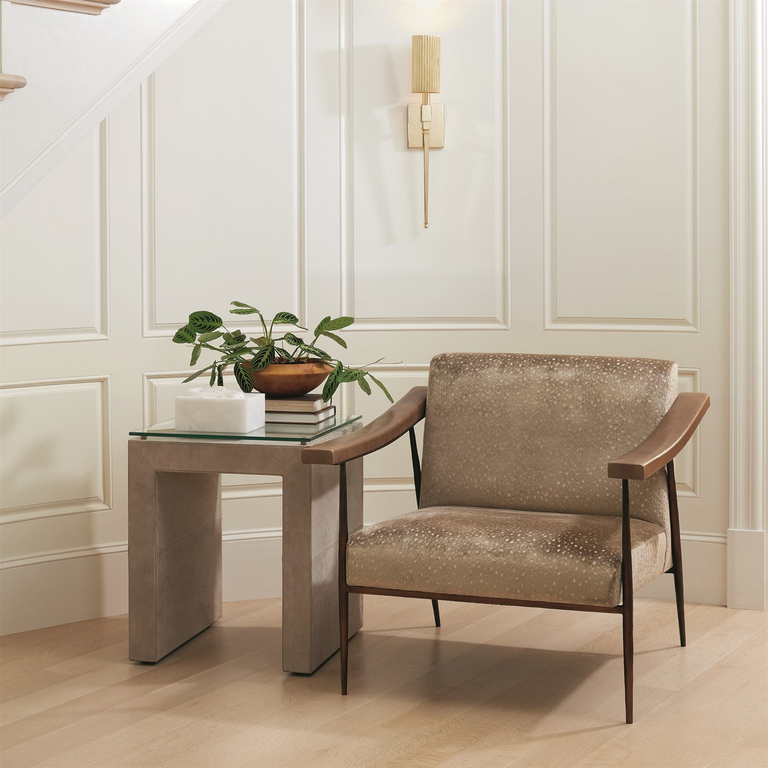 Global Views Posh Parchment Suede Side Table