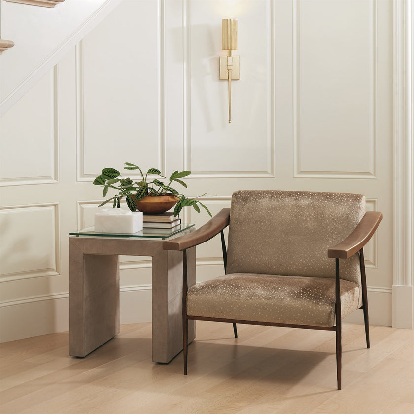 Global Views Posh Parchment Suede Side Table