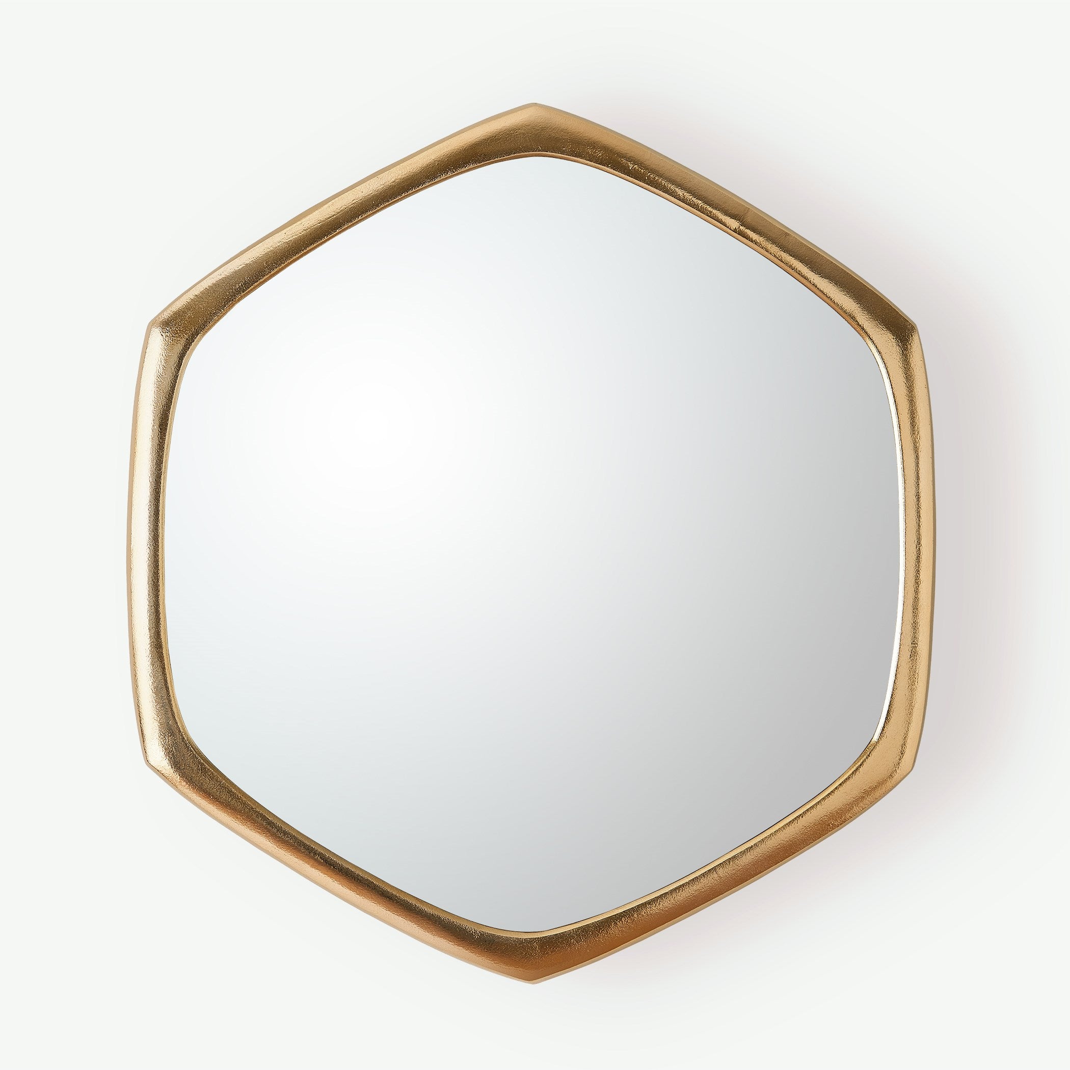 Global Views Hexagon Mirror-Gold