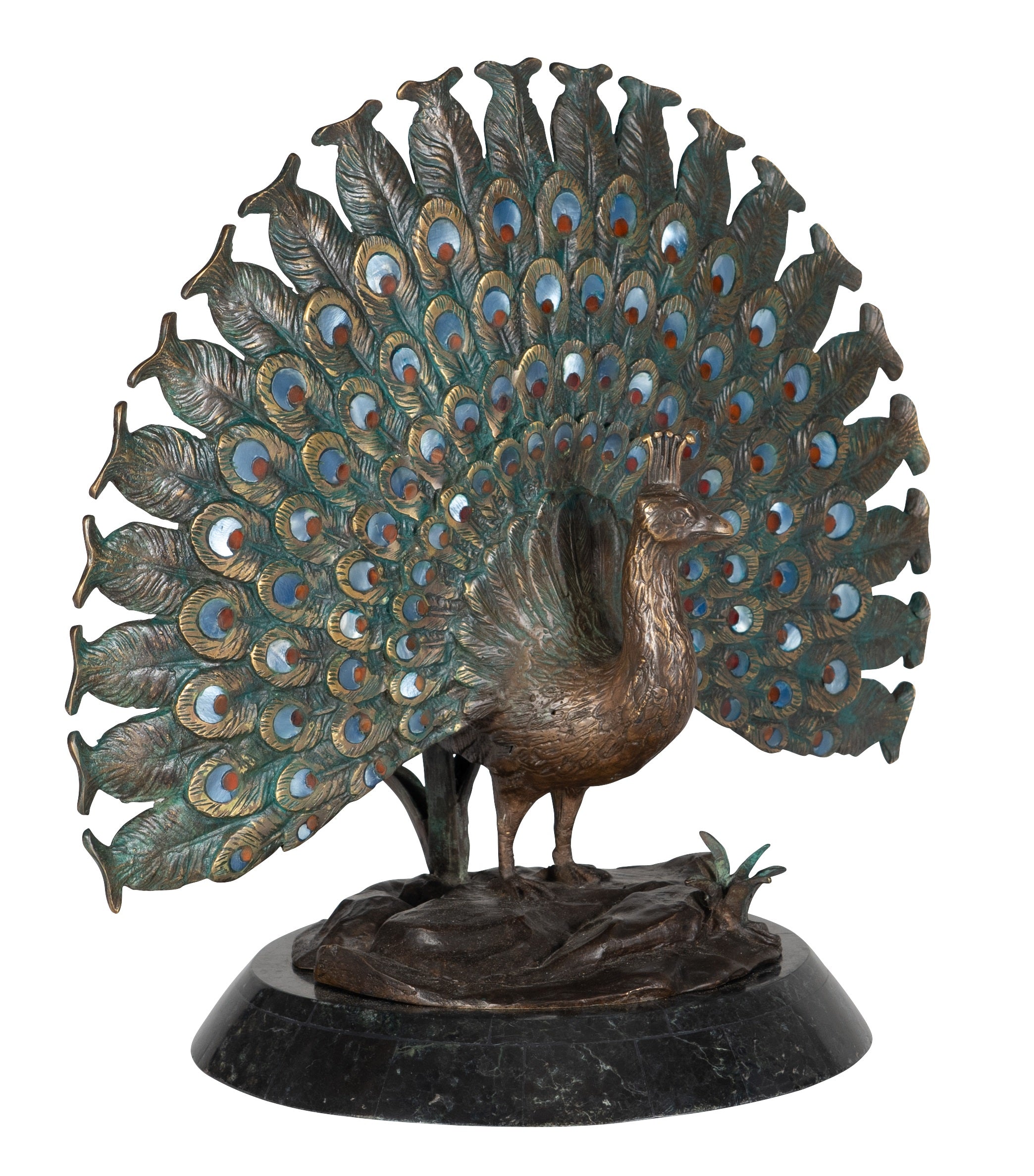 Maitland Smith Puffed Peacock Sculpture