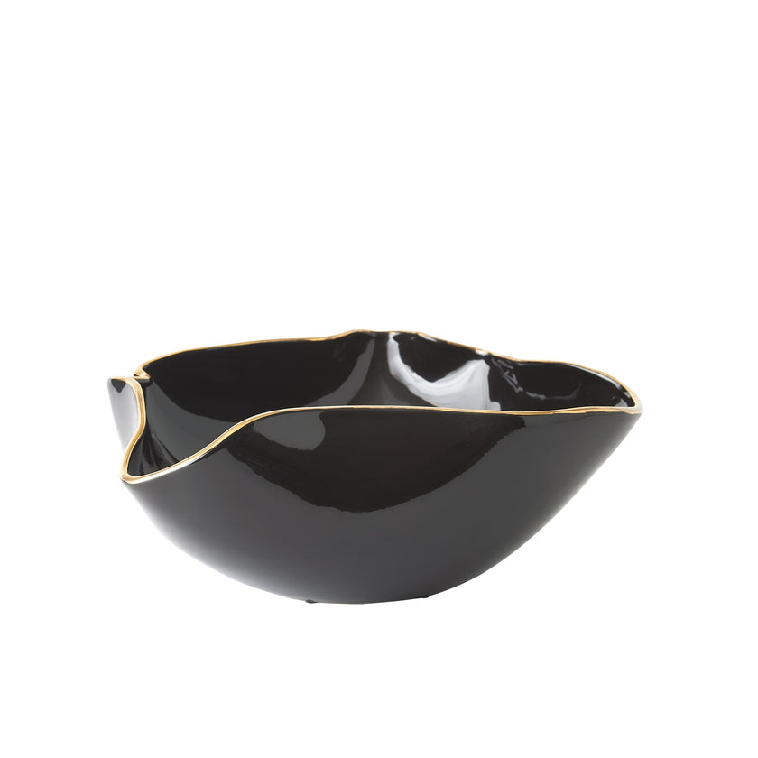 Global Views Currents Bowl Black/Gold