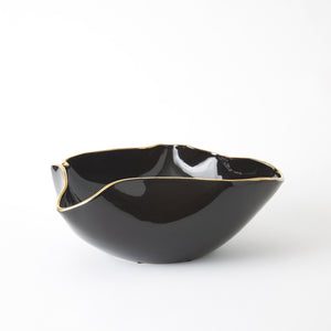 Global Views Currents Bowl Black/Gold