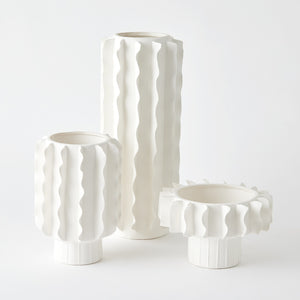 Global Views Frilled Vase Matte White
