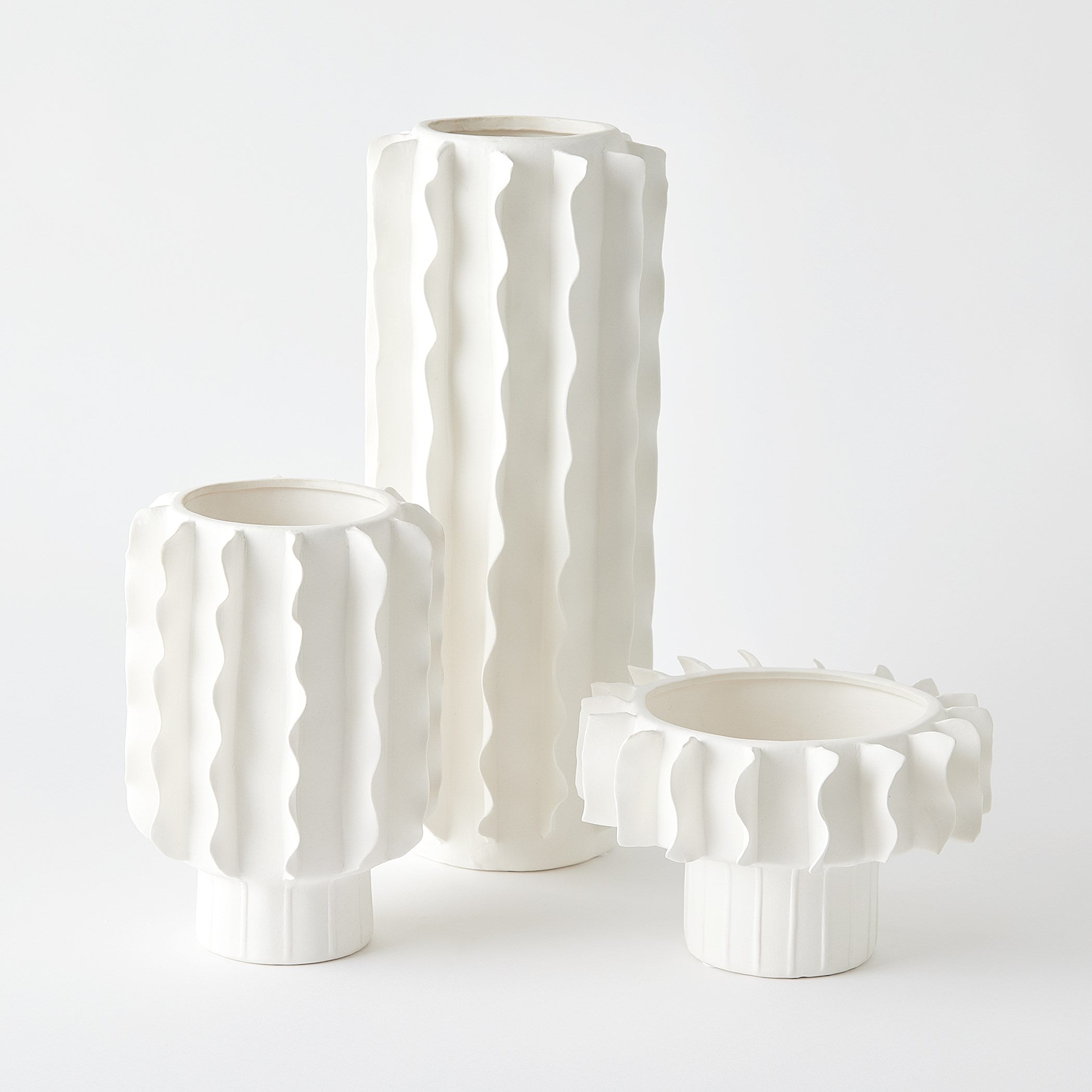 Global Views Frilled Vase Matte White