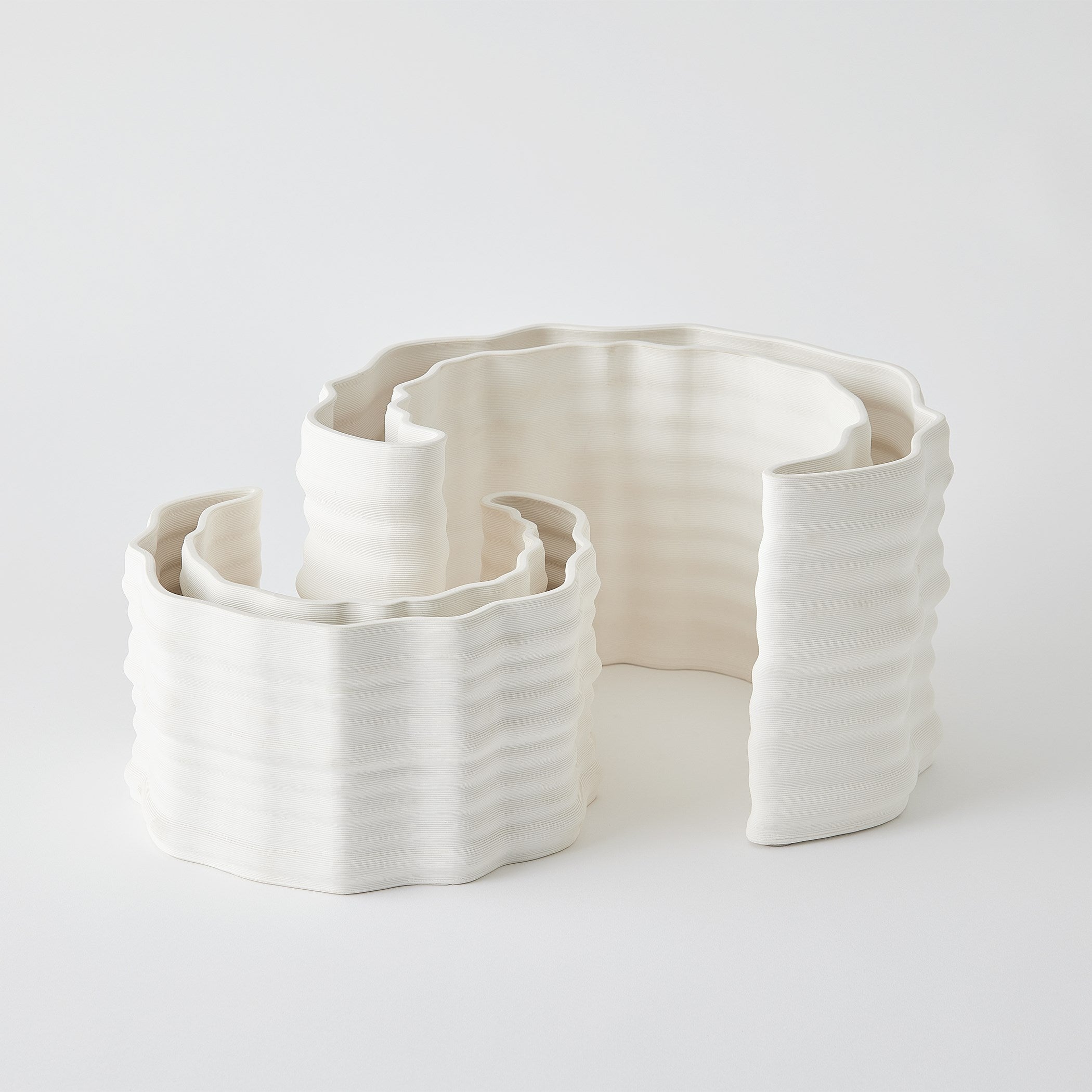 Global Views Crescent Printed Vase Matte White