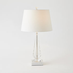 Global Views Tapered Crystal Lamp w/Marble Base