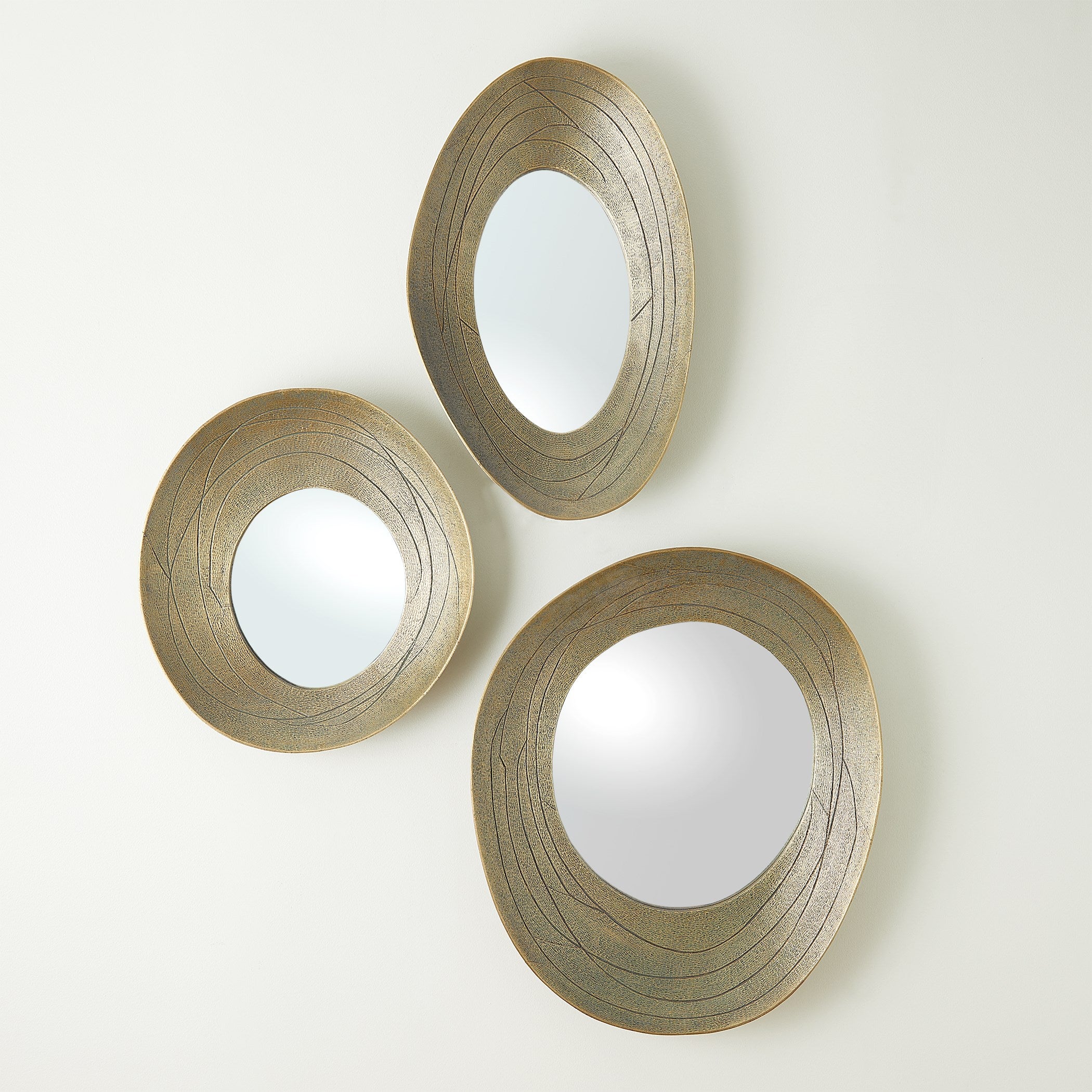 Global Views Saturn Mirror-Antique Gold-Lg