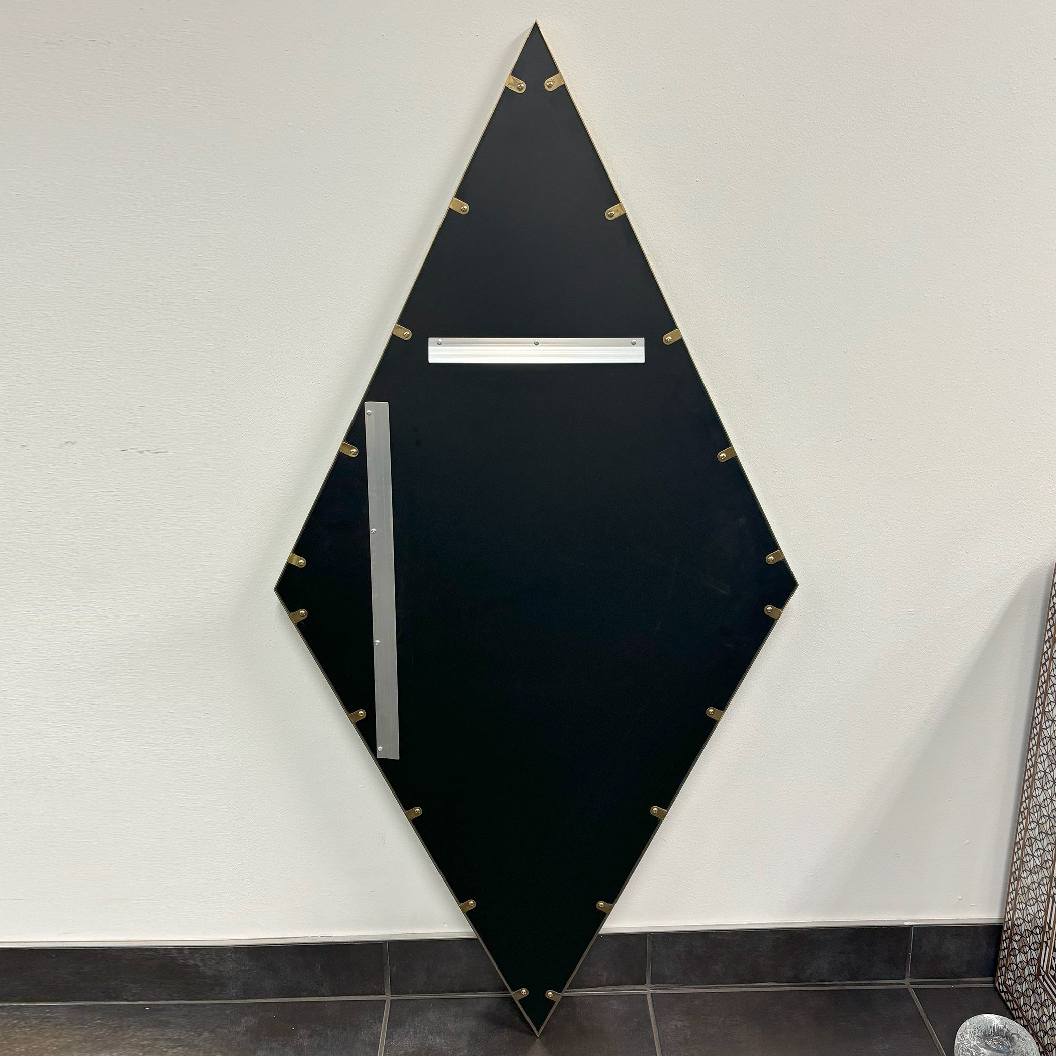 Global Views Elongated Diamond Mirror Brass