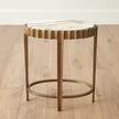Global Views Liberty Accent Table-Vintage Brass/Calacatta Gold Marble