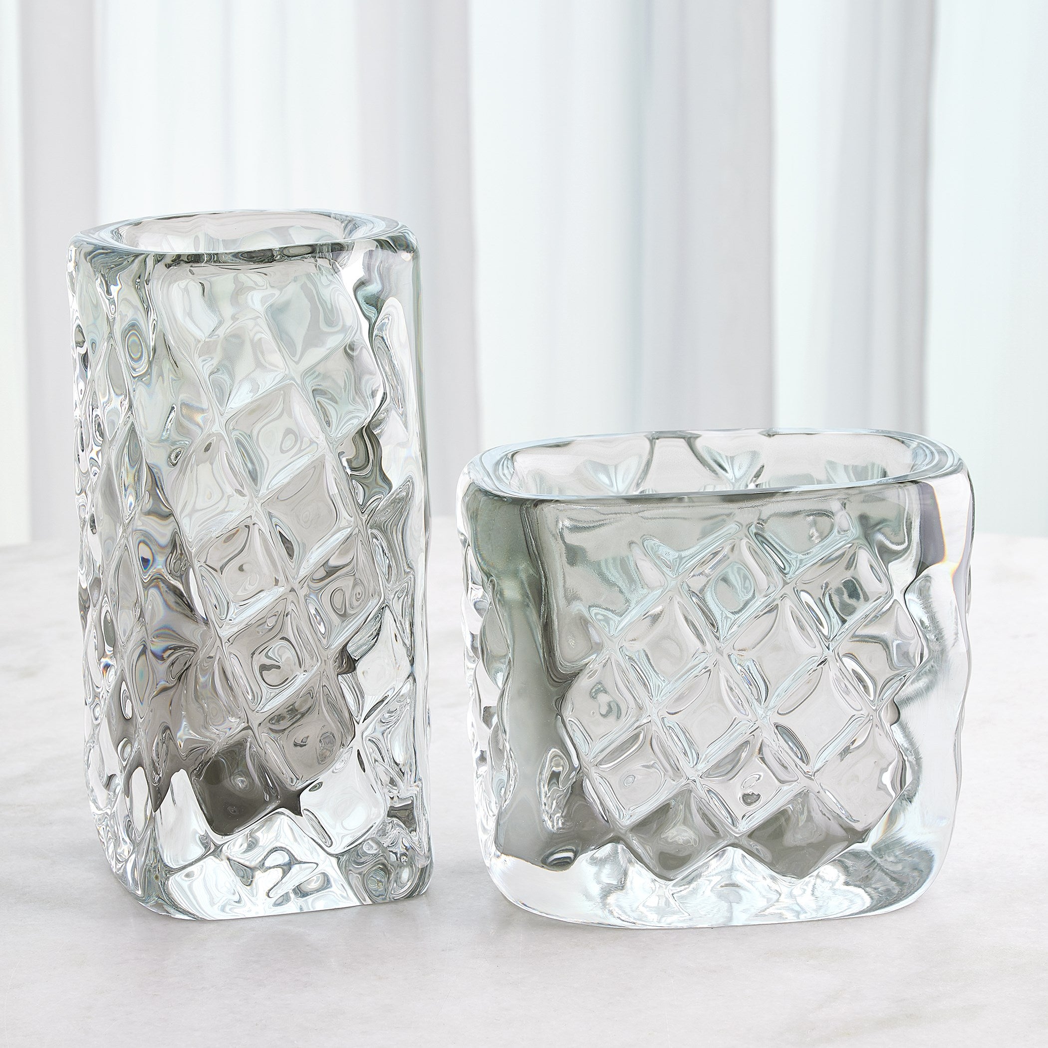 Global Views Quilted Vase-Grey-Tall
