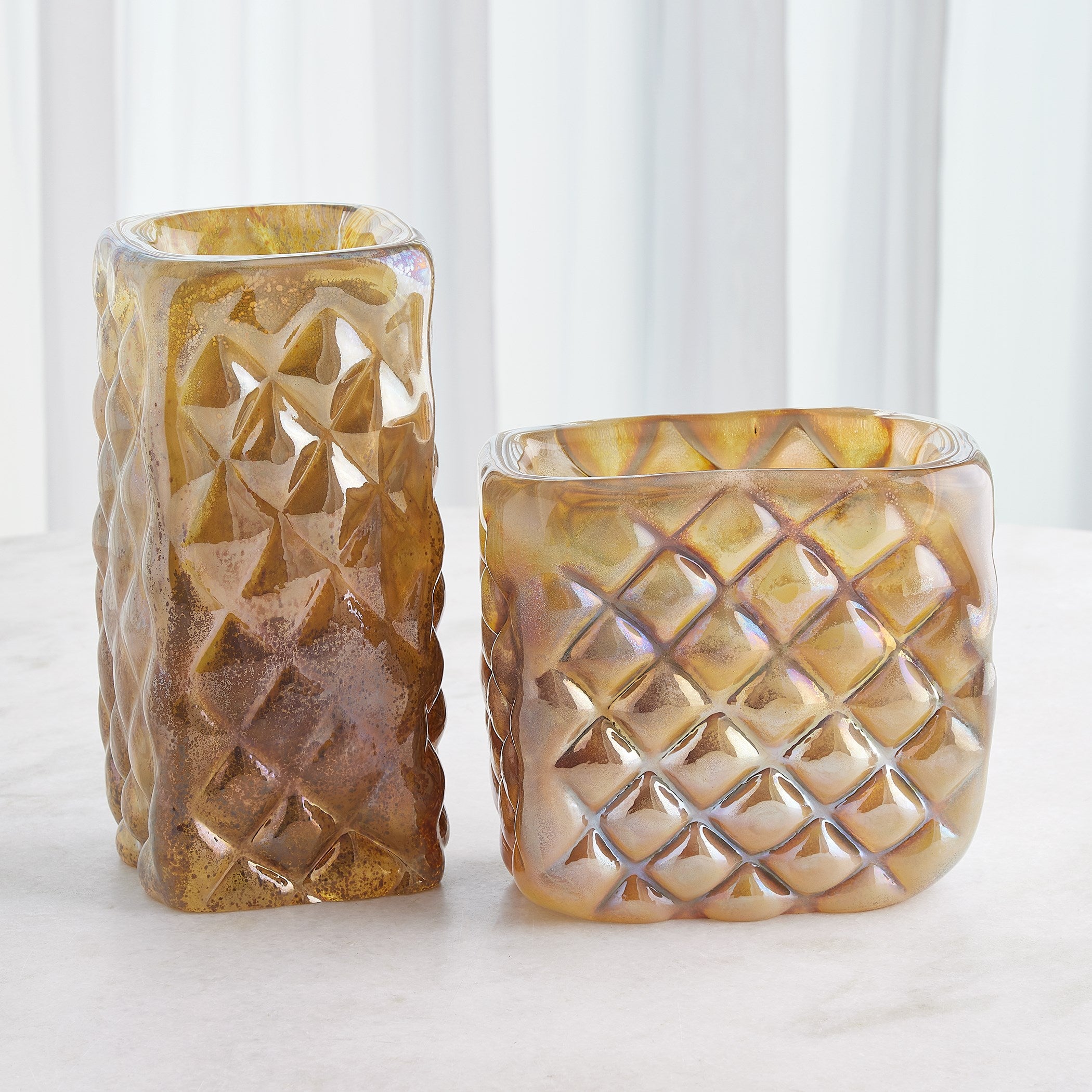 Global Views Quilted Vase-Iris Gelp-Tall