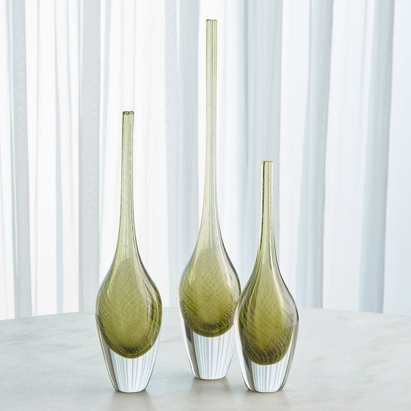 Global Views Flecked Spire Bottle Olive