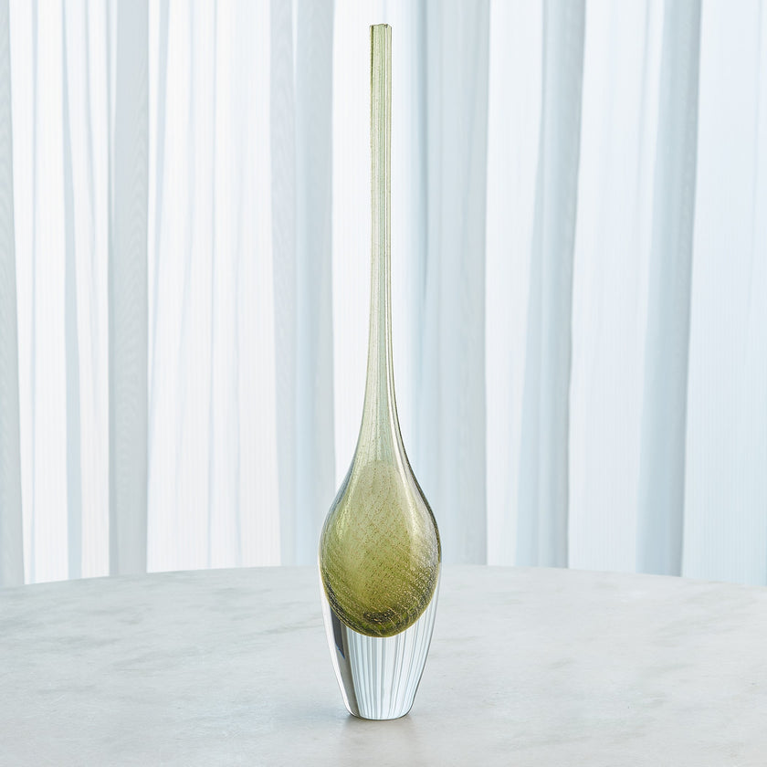 Global Views Flecked Spire Bottle Olive