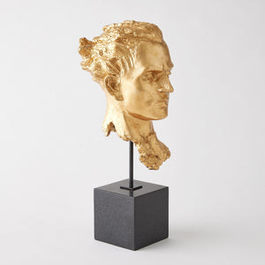 Global Views Gilded Portrait Sculpture Gold Leaf