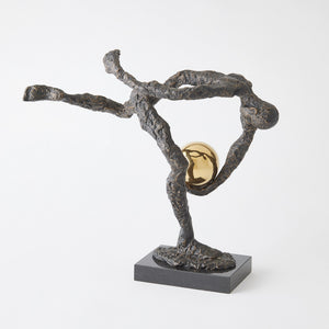 Global Views Tripped Up Sculpture Bronze w/Brass Sphere